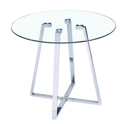 Melito Round Clear Glass Top Dining Table With Chrome Legs