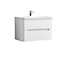 Mellow Wall Hung Handleless 2 Drawer Vanity Basin Unit with Polymarble Basin - 800mm - Satin White - Balterley