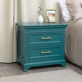 Melody Maison 2 Drawer Large Teal Bedside Table
