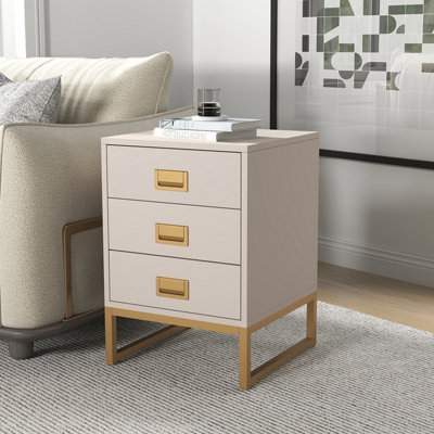Melody Maison 3 Drawer Bedside Table - Elle Stone Range