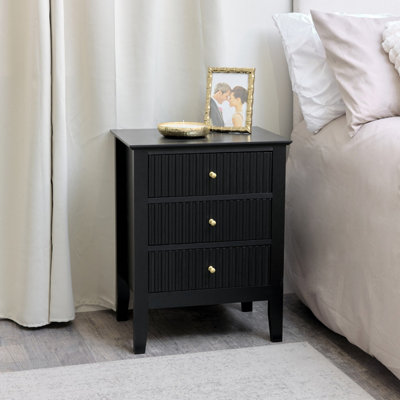 Melody Maison 3 Drawer Bedside Table - Hales Black Range