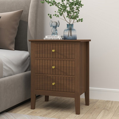Melody Maison 3 Drawer Bedside Table - Hales Dark Wood Range