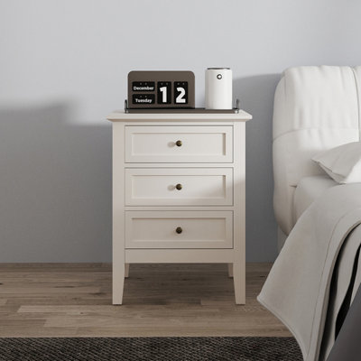 Melody Maison 3 Drawer Bedside Table - Rowley Pale Cream Range