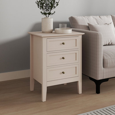 Melody Maison 3 Drawer Bedside Table - Rowley Taupe Grey Range