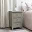 Melody Maison 3 Drawer Scallop Bedside Table - Staunton Taupe Range
