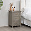 Melody Maison 3 Drawer Scallop Bedside Table - Staunton Taupe Range