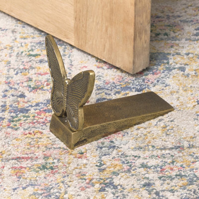 Melody Maison Antique Brass Gold Metal Butterfly Doorstop