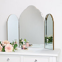 Melody Maison Antique Gold Arched Triple Vanity Mirror 60cm x 72cm