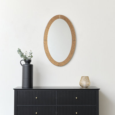 Melody Maison Antique Gold Glass Oval Wall Mirror - 79cm x 50cm