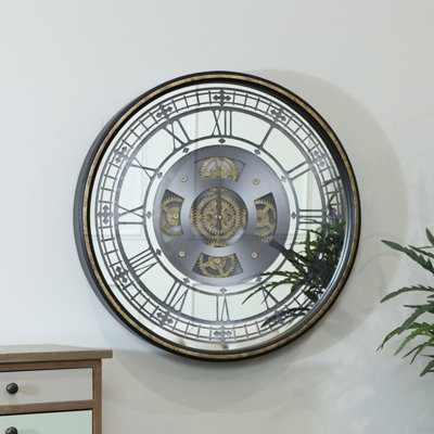 Melody Maison Antique Gold Mirrored Cog Wall Clock DIY at B Q