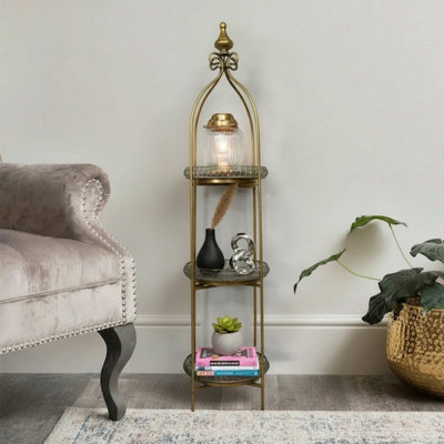 MELODY MAISON ANTIQUE GOLD THREE TIER FREESTANDING SHELF
