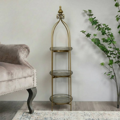 Melody Maison Antique Gold Three Tier Freestanding Shelf