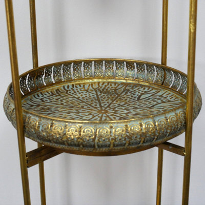 MELODY MAISON ANTIQUE GOLD THREE TIER FREESTANDING SHELF