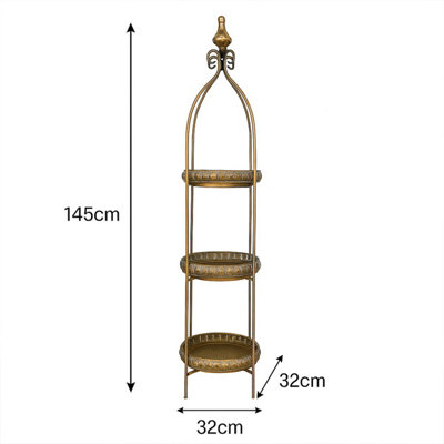 Melody Maison Antique Gold Three Tier Freestanding Shelf