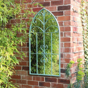 Melody Maison Antique Sage Green Arched Window Mirror 120cm x 60cm