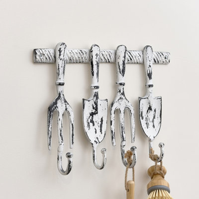 Melody Maison Antique White Fork & Spade Wall Mounted Hooks