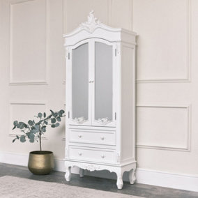 Melody Maison Antique White Mirrored Closet - Pays Blanc Range