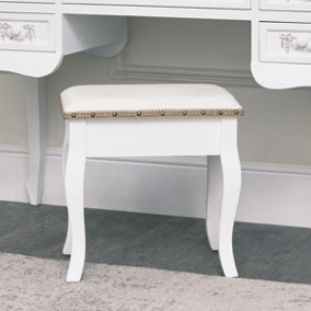 Melody Maison Antique White Padded Dressing Table Stool - Pays Blanc Range