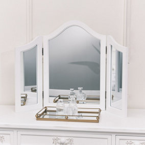 Melody Maison Antique White Triple Dressing Table Mirror - Pays Blanc Range