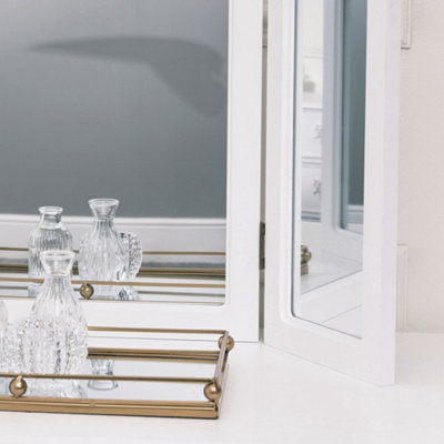 Melody Maison Antique White Triple Dressing Table Mirror - Pays Blanc Range