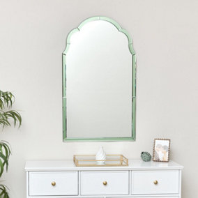 Melody Maison Arched Green Glass Art Deco Wall Mirror 60cm x 101cm