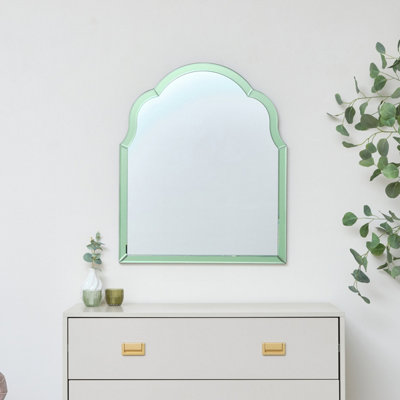 Melody Maison Arched Green Glass Art Deco Wall Mirror 60cm x 72cm