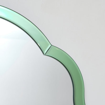 Melody Maison Arched Green Glass Art Deco Wall Mirror 60cm x 72cm