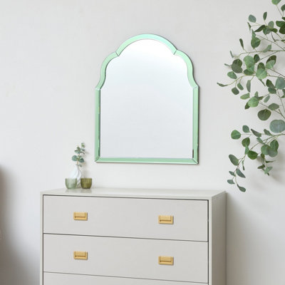 Melody Maison Arched Green Glass Art Deco Wall Mirror 60cm x 72cm