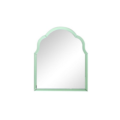 Melody Maison Arched Green Glass Art Deco Wall Mirror 60cm x 72cm