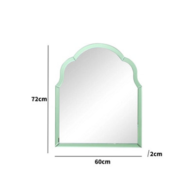 Melody Maison Arched Green Glass Art Deco Wall Mirror 60cm x 72cm