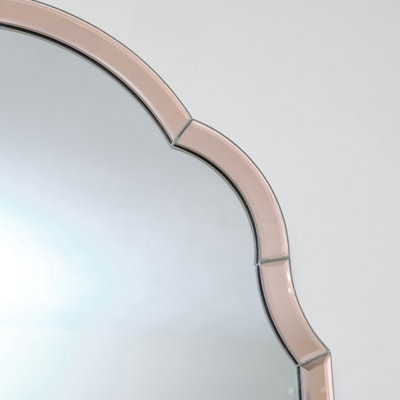 Melody Maison Arched Pink Glass Art Deco Wall Mirror 60cm x 101cm