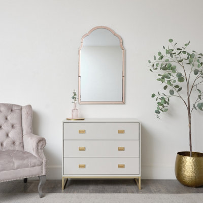 Melody Maison Arched Pink Glass Art Deco Wall Mirror 60cm x 101cm