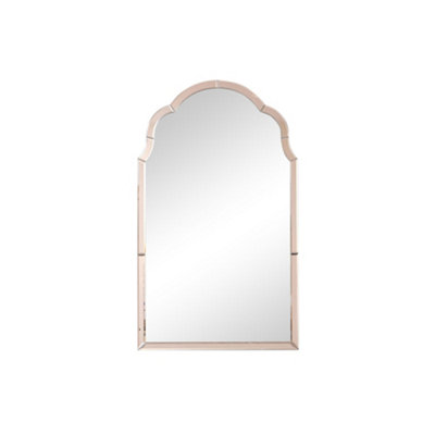 Melody Maison Arched Pink Glass Art Deco Wall Mirror 60cm x 101cm