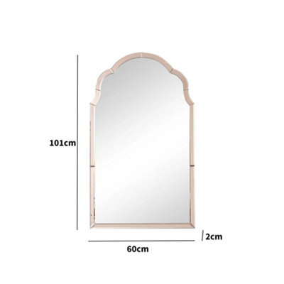 Melody Maison Arched Pink Glass Art Deco Wall Mirror 60cm x 101cm