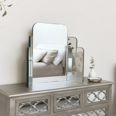 Melody Maison Art Deco Triple Dressing Table Mirror - 80cm x 61cm