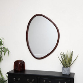 Melody Maison Asymmetrical Wooden Pebble Wall Mirror 60cm x 60cm