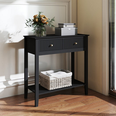Melody Maison Black 2 Drawer Console / Dressing Table - Hales Black Range