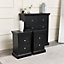 Melody Maison Black 5 Drawer Chest of Drawers & Pair of 2 Drawer Bedside Tables - Slimline Haxey Black Range
