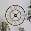 Melody Maison Black and Gold Large Skeleton Wall Clock