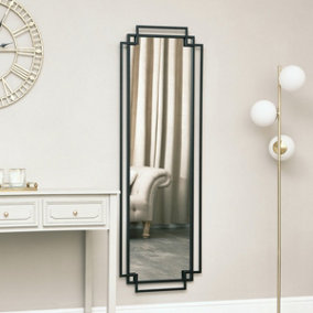 Melody Maison Black Art Deco Wall Mirror 142cm x 47cm