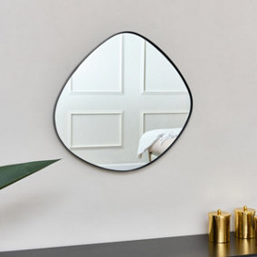 Melody Maison Black Asymmetrical Pebble Wall Mirror 50cm x 50cm
