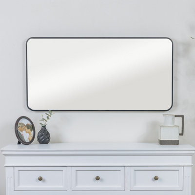 Melody Maison Black Curved Framed Wall Mirror 100cm x 50cm