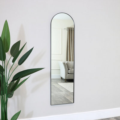 Melody Maison Black Framed Arch Wall Mirror 42cm x 156cm