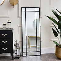 Melody Maison Black Framed Art Deco Wall / Leaner Mirror 142 cm x 54 cm