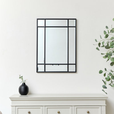 Melody Maison Black Framed Art Deco Wall Mirror 75cm x 55cm