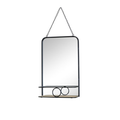 Melody Maison Black Metal Vanity Wall Mirror with Shelf 32cm x 50cm