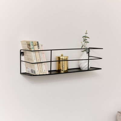 Melody Maison Black Metal Wire Wall Shelf - 56cm