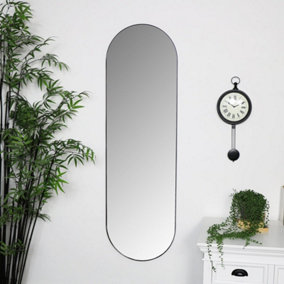 Melody Maison Black Oval Wall Mirror 40cm x 140cm