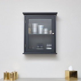 Melody Maison Black Reeded Glass Fronted Wall Cabinet