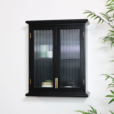 Melody Maison Black Reeded Glass Wall Cabinet